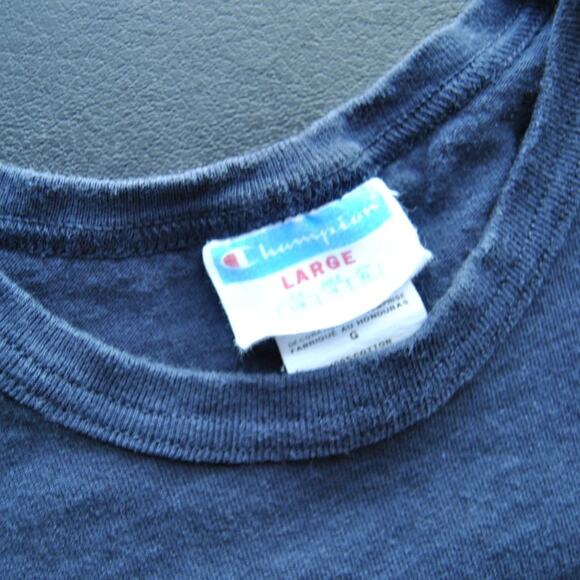 Champion Large Black Short Sleeve Shirt w/ Red Logo - Picture 3 of 5